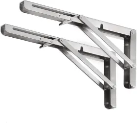 -us 445009347337 Folding Shelf Brackets 14 Inch Max.load 400 Lbs Heavy Duty Stainless Stee