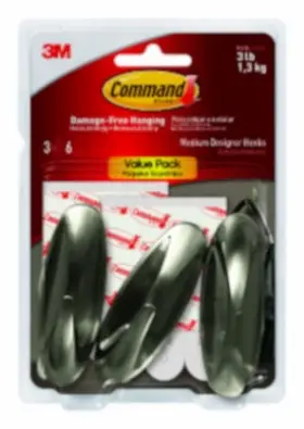 17081bn-3es 3m Company 2 Pack Designer Hook Brushed Nickel Medium