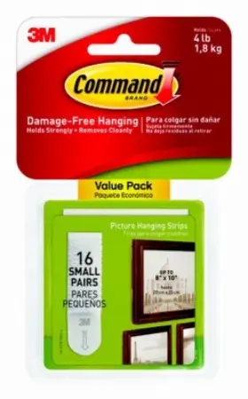 17205-16es 3m Company Picture Hanging Strips White Small 12-ct