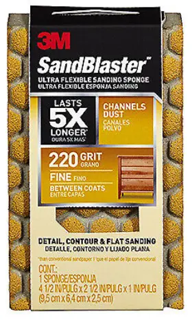 20907-220-ufs 3m Company Sandblaster Sanding Sponge 220 Grit Fine 4.5 X 2.5 1- Inch -20907-220-ufs