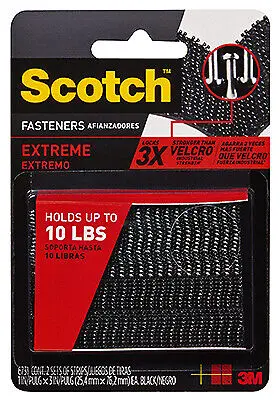 Rf6731 3m Company 6 Pack Extreme Fasteners Recloseable Strip Black 1 X 3- Inch 2-pr