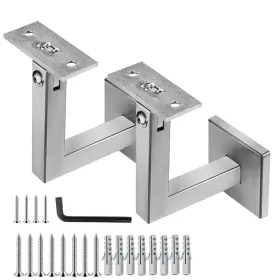 3to 795749340196 2 X 304 Stainless Adjustable Handrail Brackets Heavy Duty Wall Square Bracke