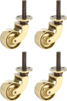 00-02217250-ah421 A29 Set Of 4 1 1/4 Inch Solid Brass Swivel Caster Heavy Duty And Safe For All Floo