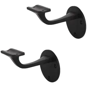 00-965916-bpc-hb01 A29 2pc Heavy Duty Cast Iron Handrail Brackets Black Steel Stair Banister Mount
