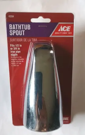 43594 Ace Bathtub Spout Chrome Fits 1/2 Inch Or 3/4 Iron Pipe
