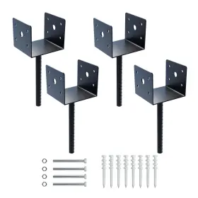 Lswp-04 Acheterry 4 Pack U Shape Fence Post Holder Ground Spike 4x4 Pergola Bra