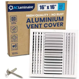 Aclaminaire 708881361236 16x16 Inch Duct Opening Aluminum 4-way Air Flow Vent Hvac Cover F
