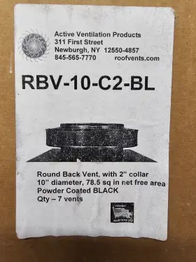Rbv-10-c2-bl Active Ventilation Roof Vents Round Back Vent With 2 Inch Collar 10 Diameter Qty 7