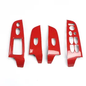 Tued-zs-bt-006 Aeetued Red Black Carbon Fiber Pattern Window Control Panel Armrest Cover Abs