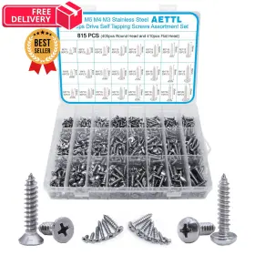 Ae815ls Aettl 815pcs M6 M5 M4 M3 Wood Screws Assortment Kit Metric 815-pcs