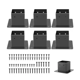 Afoxsos 705353852909 Steel Black Heavy Duty 4 X Post Base Brackets Inner Size 3.5 For Wood De