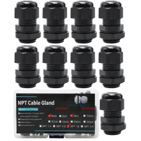 Ip68 Airtak Atnpt-box 9 B-1/2 Cable Glands 1/2 Npt Inch Nylon Pa66 Waterproof Adjustable Locknut For 6