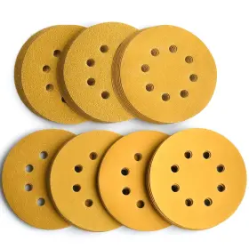 Gsd105a Aiyard 5-inch 8-hole Hook And Loop Sanding Discs 60/80/120/150/220/320/400 Assorted