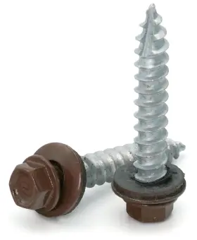 Albanycountyfasteners 631772700531 Hex Washer Head Mechanical Galvanized Roofing Screws Brown #14 X 1 Inch