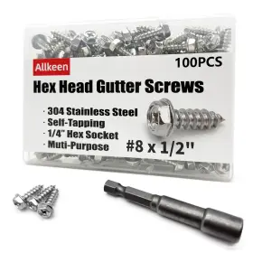 Pnhwhs304812sil100p-usa Allkeen 304 Stainless Steel Self Tapping Screws Silver