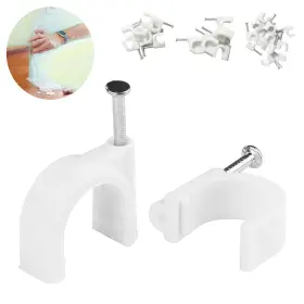 Alltopbargains 795735235874 Round Cable Pack 200 Clips 6/9/12mm Set Wire Cord Fastener Steel Nail Tie Holder