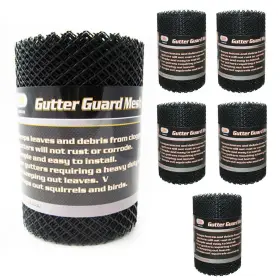 Atb-30535-6rolls Alltopbargains 6 Gutter Guard Mesh Rolls 16 Ft X 6in Black Plastic Leafsout Cover Easy Install