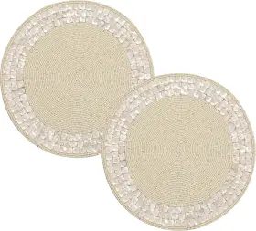 77787 Alpha Living Home 13 Inch Round Handcrafted 2 Pack-13 Dia Ivory/natural