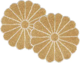 77789 Alpha Living Home Handcrafted Round Beaded 2 Pack-13 Inch Dia Gold/silver
