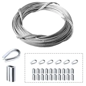Amadget 824381648909 Stainless Steel Wire Rope 316 Marine Grade 1/8 Inch X 33 Feet Silver
