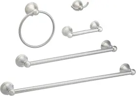 Ab-br817-sn Amazon Basics 5 Piece Satin Nickel Bathroom Hardware Set Variety P