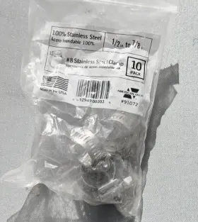 American Valve 91072 Mini Ss Hose Clamp Worm-drive Sae Size 8 1/2 Inch To 7/8 13 22 Mm 10/pk