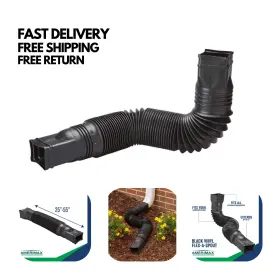Amerimax 445050549513 Downspout Extension Flex A Spout 55 Inch Black Vinyl Rigid Corrugated Design