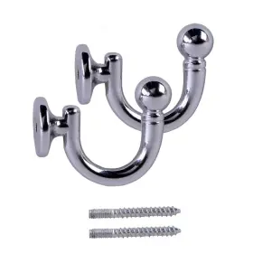 Ample Decor 426883505310 2 Pcs Metal Tie Backs Hook Curtain Tieback Silver 4