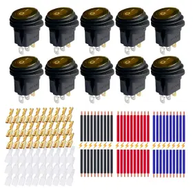 Am-rrs20-0405 Ampper Dc 12v 20a Waterproof Round Rocker Switches 3 Pin 20mm Illuminated On