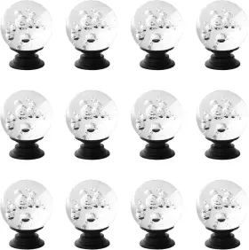 Clear-12 Anjuu 12 Pcs 30mm Round Shape Bubble Crystal Glass Cabinet Knobs With Black B Clear