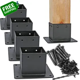 Antsky 726084933507 4 Inch Actual 3.5 3.5inch Post Stainless Steel Flange Anchor Base With Screws For