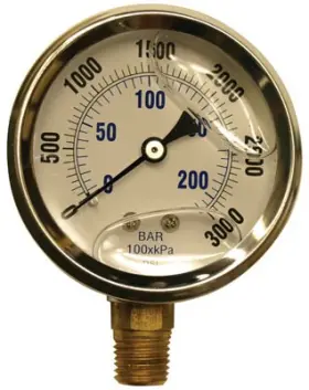 99019109 Apache Glycerin Pressure Gauge Stainless Steel 2.5- Inch 3 000 Psi -99019109