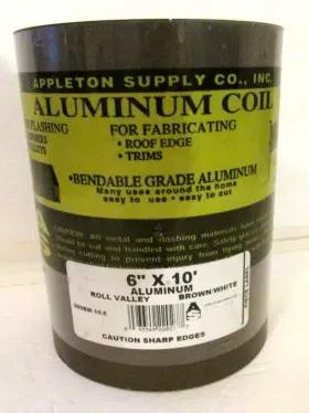 999bw-10-6 Appleton Supply Co. 6 Inch X 10 Ft. Brown/white Aluminum Roll Valley Flashing