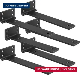 Aunulahca 657381764115 Floating Shelf Brackets 10 Inch 6 Pack L For Shelves Black Met