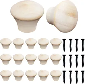 Auxbc 202311300120 20pcs Mini Wood Cabinet Knobs Unfinished Furniture Pulls Diy Decorative Beige
