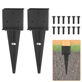 A93477 Axwhys 2 Set 4 Inch X 6 Fence Post Anchor Ground Spike 22 Heavy Duty Metal Stake Bases