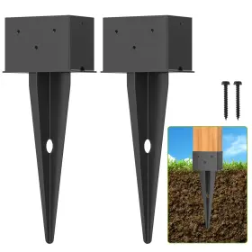 Js28937 Axwhys 2 Pcs 4 Inch X 6 Fence Post Anchor Ground Spike 16.5 Heavy Duty Metal Stake Bases