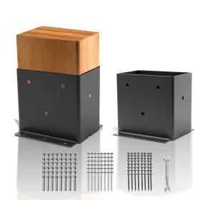 L765345 Axwhys 2 Set 4 Inch 6 Post Base Inner Size 3.6 X 5.6 Brackets Black Metal