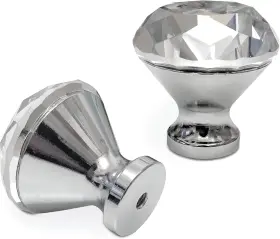 Badgley Mischka 196196808190 Crystal Knobs/pulls For Cabinets 30 Mm Chrome Base / Round