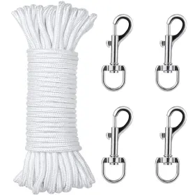 Baeony 759337629209 Flag Pole Rope Kit 100 Feet Halyard 1/4 Inch Diameter With 4 Pcs
