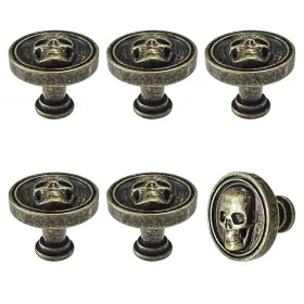 Bami-lee House 768563010750 Vintage Skull Knob 6 Pcs Single Hole Cabinets Pulls Bronze