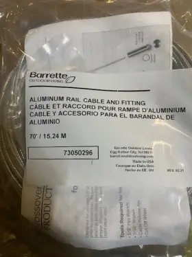 73050296 Barrette 70 Ft Steel Cable With Fittings For Railing / Decking New