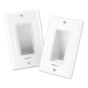 Baseport Bpwbo2 Recessed Wall Plate For Behind Cable Management - White Pl