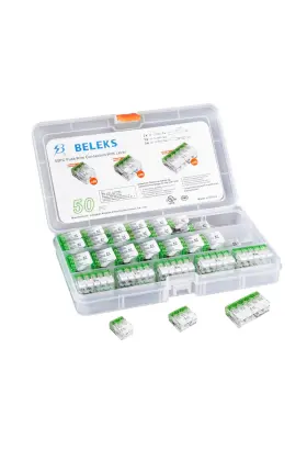 Beleks P04-mix-50 Lever Nuts 50pc Compact Splicing Wire Connector Assortment With Case Incl