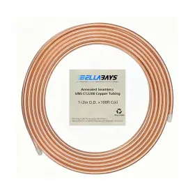 Jna10100001 Bella Bays Copper Tubing 1/2 Inch Od X 0.445 Id 100 Ft 99.9% C12200 Astm B280