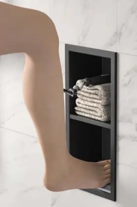 B0d925km89 Bernkot New Black Stainless Steel Wall Recessed Shower Niche Footrest 304