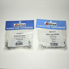 157475 Bertha Hurricane Hardware Stainless Hex Lag Bolts And Sidewalk 25 Pc. Each