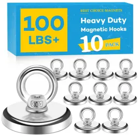 B0cg91h25w Best Choice Magnets Magnetic Hooks 100 Lb Heavy Duty - 10 Pack Multipurpose