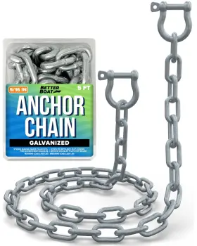 Better Boat 850033414851 Galvanized Anchor Chain Marine Grade 3/16 Inch 1/4 Or 5/16 With 2 Anc