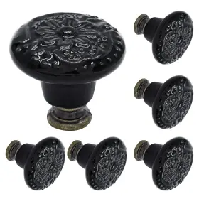 Qy20231024-007 Biaungdo 6 Pcs Black Ceramic Kitchen Cabinet Knobs And Pulls Vintage
